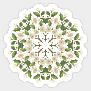 White Blossom Ornament Mandala Sticker